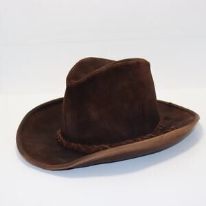 Henschel Skullys Leather Suede Western Hat Brown Size XL Made USA